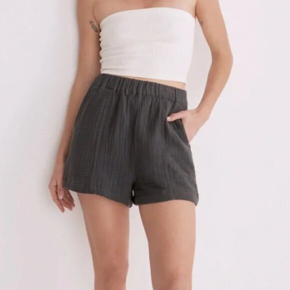 Madewell Women's Easy Pull-On Shorts in Lightspun Charcoal Gray Size Medium - Picture 10 of 10